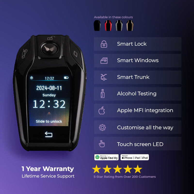 Tron 2.0 (with Alcohol Detection) | Smart Remote Car Key with Touchscreen, Lightweight | 1 Year Warranty