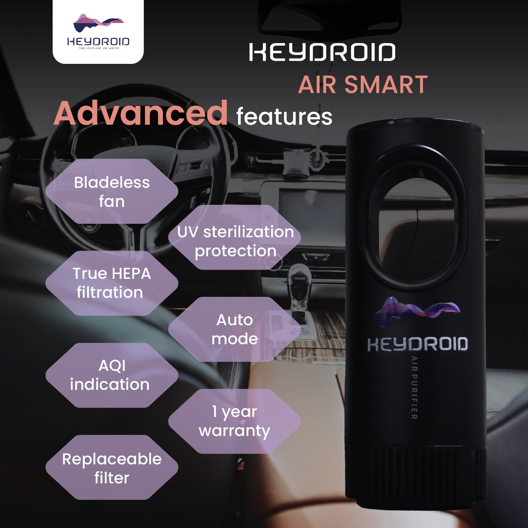 Keydroid Air Smart Car Air Purifier